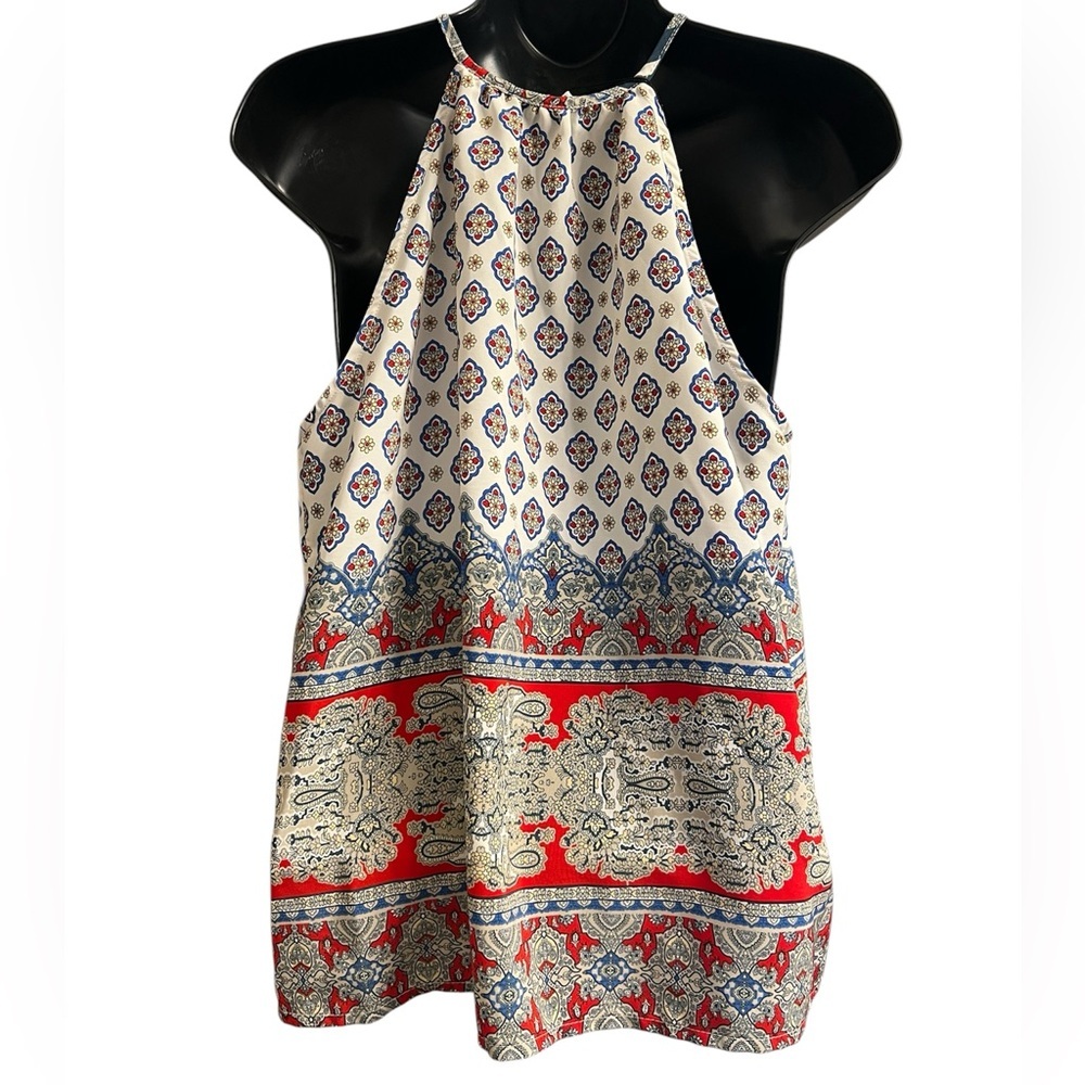 Collective Concepts Boho Print Halter Tank Top Sz SP NWT - Picture 2 of 6